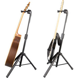 V-TONE DELUXE G1 adjustable folding steel black guitar stand yoke holder with gravity-activated arm lock 77-120 cm up to 10 kg