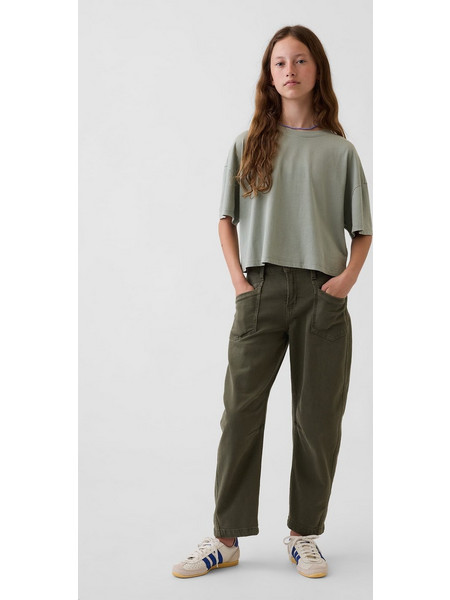 Παιδικό Ψηλόμεσο Τζιν Παντελόνι Barrel Γραμμής Tweed green