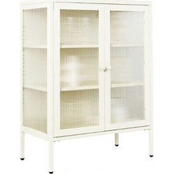 STEELEN COLOR Μεταλλική Ντουλάπα 80x40x90cm Πάχους 0.8mm Εσωτερικού Χώρου Βιτρίνα με Τζάμι και Πόδια White
