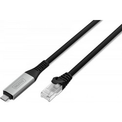 Digitus Καλώδιο USB-C to Ethernet CAT 6A S/FTP Round 5m Black