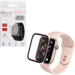 VOLTE-TEL TEMPERED GLASS APPLE WATCH 4/5/6/SE 44mm 3D CURVED ALUMINIUM 1.78" 0.30mm FULL COVER & INSTALLATION TOOL STARLIGHT