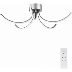 VenCore Vento Silver 7741-20047 - Μοντέρνο Φωτιστικό Οροφής Πλαφονιέρα LED 45W Ασημί Αλουμίνιο με Ρυθμιζόμενο CCT Λευκό - Ημέρας - Θερμό & Χειριστήριο - Φ53 x Υ16cm