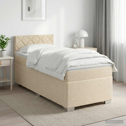 vidaXL Κρεβάτι Box Spring Υφασμάτινο με Στρώμα Κρεμ 80x200cm 3450360