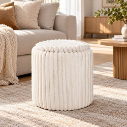 Σκαμπό με Αποθηκευτικό Χώρο Flannel Off White O40x42cm