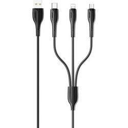 USAMS καλώδιο USB σε USB-C/Lightning/Micro USB US-SJ374, 10W, 1m, μαύρο