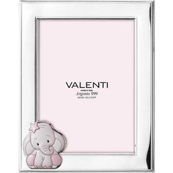 VALENTI Κορνίζα 13x18cm Ασημένια 999* Ελεφαντάκι Ροζ VL/73185-4LRA