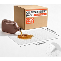 VEVOR Oil Absorbent Pads, 38x51 cm 200-pack, Medium-Duty Spill Absorbing Pads για βενζίνη, λάδι κινητήρα, υγρό κιβωτίου ταχυτήτων, ανθεκτικά πατάκια ελέγχου μόνο PP Oil για καθαρισμό εργοστασίου συνερ