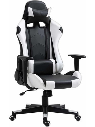 ArteLibre Navan Καρέκλα Gaming Δερματίνης με Ρυθμιζόμενα Μπράτσα Μαύρη Λευκή 14730005