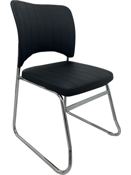 Καρέκλα Επισκέπτη COMFORTHUB Μαύρο/Χρώμιο PU/Μέταλλο 43x42x78cm