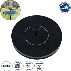 Fountain 71530 Διακοσμητικό Συντριβάνι με Φωτοβολταϊκό Panel 5V 0.2W Αδιάβροχο IP68 - Μαύρο - 4 Μπέκ Ψεκασμού/Μέγιστο Ύψος Νερού 30-60cm - Μ16 x Π16 x Υ7.5cm