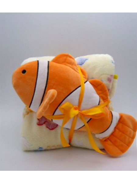 Silk Fashion Clownfish Κουβέρτα Κούνιας Fleece με Μαξιλάρι 120x190 Μπεζ