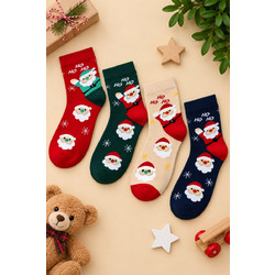 Παιδικές Βαμβακερές Κάλτσες Xmas 4 Ζεύγη W6302 - ΠΟΛΥΧΡΩΜΟ