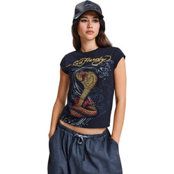 ED HARDY Γυναικείο T-Shirt Women's Snakebite Cap Sleeve - Μαύρο