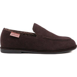 Yokono Tate Shearling Slip-On Loafers Suede Chocolate