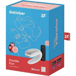 Satisfyer Double Fun Κλειτοριδικός Δονητής για Ζευγάρια με Τηλεχειριστήριο 9.35cm Λευκός