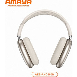 Amaya AEB-ANC680M Ασύρματα Bluetooth Ακουστικά Over Ear με Noise Cancelling Μπεζ