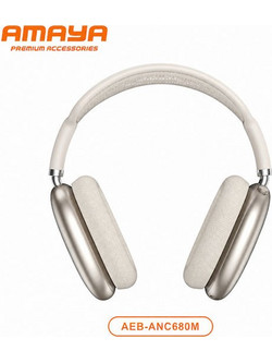 Amaya AEB-ANC680M Ασύρματα Bluetooth Ακουστικά Over Ear με Noise Cancelling Μπεζ