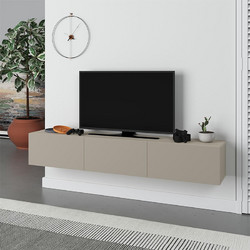 Έπιπλο τηλεόρασης επιτοίχιο Francy Megapap χρώμα sandstone 180x30x30εκ. - MEGAPAP - 0273546
