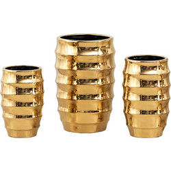 Estheti Σετ Κασπώ Κεραμικά Χρυσά 34x34x38cm 25x25x32cm 19x19x28cm 3τμχ 819-02888