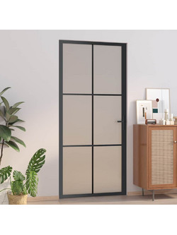 vidaXL Πόρτα Εσωτερική Γυάλινη Μαύρη 93x201.5cm 350558