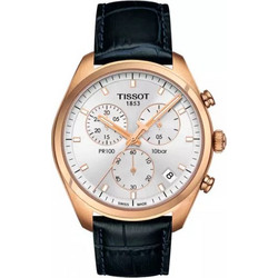 Tissot PR 100 Ανδρικό Ρολόι Χρονογράφος με Μπλε Δερμάτινο Λουράκι T101.417.36.031.00