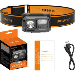 Superfire HL23 Επαναφορτιζόμενος Φακός Κεφαλής Εργασίας Led Αδιάβροχος IP44 220lm