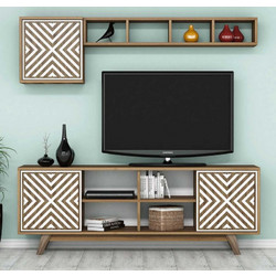 Σύνθεση Τηλεόρασης Inci - Walnut, White 845Hct3068 (160x56,2x35)
