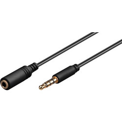Jack 3.5 Male To Jack 3.5 Female Sound Audio Stereo 4pin CU Extension Cable Gold 3m Καλώδιο Ήχου Επίχρυσο Goobay 62480