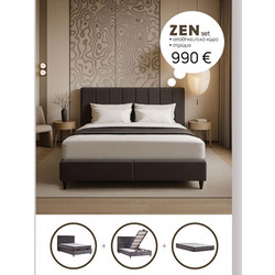 Liberta Zen Κρεβάτι με Αποθηκευτικό Χώρο & Στρώμα 212x174x126.5cm 26-969