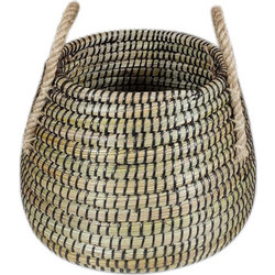 Kenya L Καλαθι Αποθηκευσης 43x43x36cm Kansgrass Φυσικο Μαυρο Pvc - Liberta