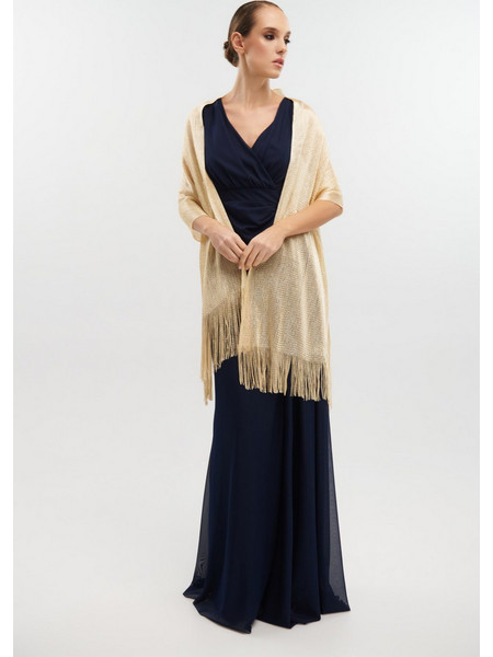 For You Fashion Γυναικεία Εσάρπα Δίχτυ Με Κρόσια Χρυσό