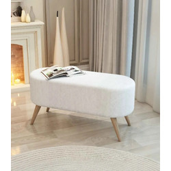 Stewehome Πουφ Σαλονιού με Ξύλινη Βάση-λευκό -36cm x 36x88x18 cm 497666