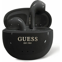 Guess Glossy Effect EggShape Printed Classic Logo Ακουστικά Bluetooth In Ear Black