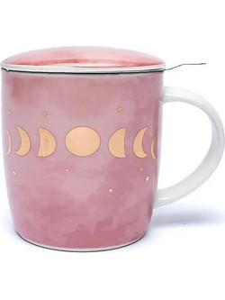 Tea Infuser Mug Moon Phases 400 ml - Κούπα Τσαγιού με Καπάκι & Φίλτρο