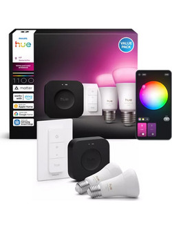 Smart Lamp Philips Hue Starter Kit E27 Bluetooth/Zigbee 1000-20000K 1100lm + Switch & Bridge Pro 929003853505