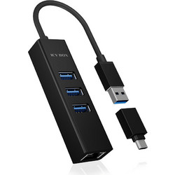 Icy Box Ib-HUB1419-Lan USB Hub 3.0 USB-A με 4 Θύρες USB-A / Ethernet