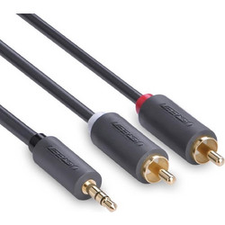 Ugreen Καλώδιο AV102 3.5mm Αρσενικό - 2x RCA Αρσενικό 1m σε μαύρο χρώμα UGR650BLK