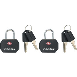 Master Lock Αλουμινένιο Λουκέτο Πέταλο με Κλειδί με Πιστοποίηση TSA 30mm 2τμχ 468100112