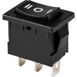 Rocker switch 3pol./6pin (ON)OFF-(ON) 250V/15A black