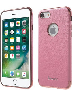 IPAKY Λεπτή Θήκη Σιλικόνης TPU (Όψη Cross Pattern) για iPhone 7 / 8 - Φούξια