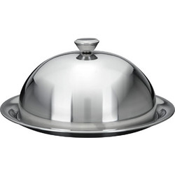 Excellent Houseware Μεταλλική Πιατέλα Σερβιρίσματος 13x26x26cm με Καπάκι στυλ Καμπάνας από Ανοξείδωτο Ατσάλι, A12900010 - Excellent Houseware