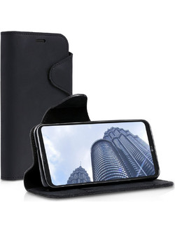 Kalibri Δερμάτινη Suede Θήκη - Πορτοφόλι LG Q6 / Q6+ - Black (43332.01)