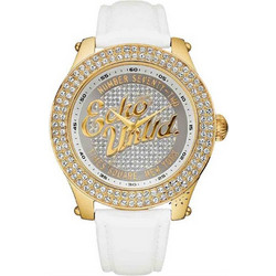 Marc Ecko Gold Royce Γυναικείο Ρολόι με Λευκό Δερμάτινο Λουράκι E16075G1
