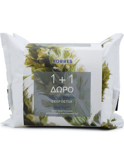 Korres Olympus Tea Deep Detox Μαντηλάκια Ντεμακιγιάζ 2x30τμχ