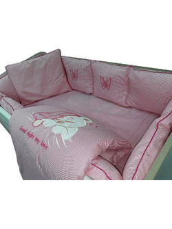 Beboulino Embroidery Lines Σετ Κούνιας 60x120cm Pink 8τμχ