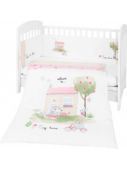 KikkaBoo My Home Σετ Κούνιας 60x120cm Pink/White 2τμχ