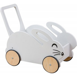 Babycute Λαγός Κουτί Παιχνιδιών Ξύλινη Περπατούρα Λευκή