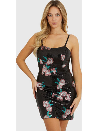 Guess Mini Καλοκαιρινό Βραδινό Φόρεμα Floral Μαύρο W4RK12KC1K0-JTMU