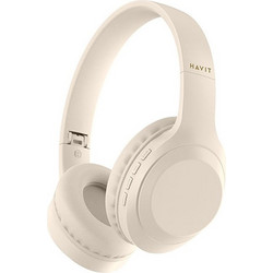 Havit H628BT Ενσύρματα & Ασύρματα Bluetooth Ακουστικά Over Ear με Noise Canceling Μπεζ