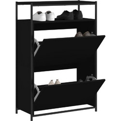 vidaXL Παπουτσοθήκη Ξύλινη Μαύρη Μ75xΠ34xΥ112cm 840034